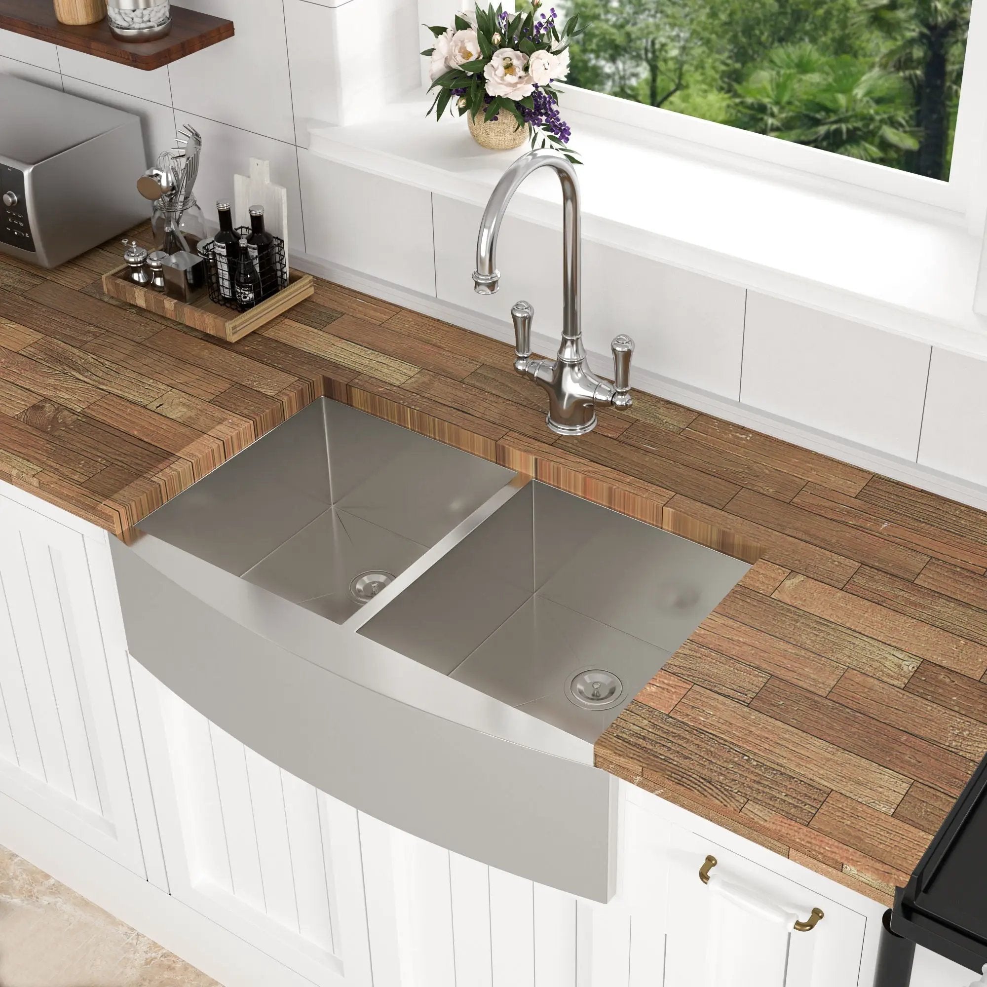 Farmhouse Double Bowl Sink With 50/50 Layout by HouseOfZazla