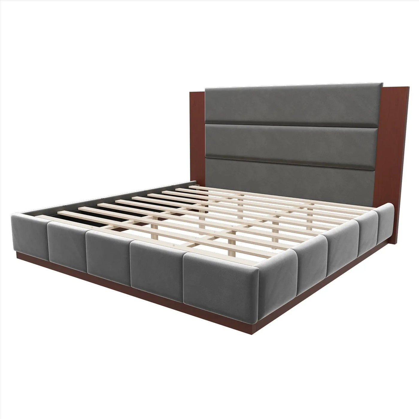 Modern Upholstered Platform Bed With Extended Headboard by HouseOfZazla