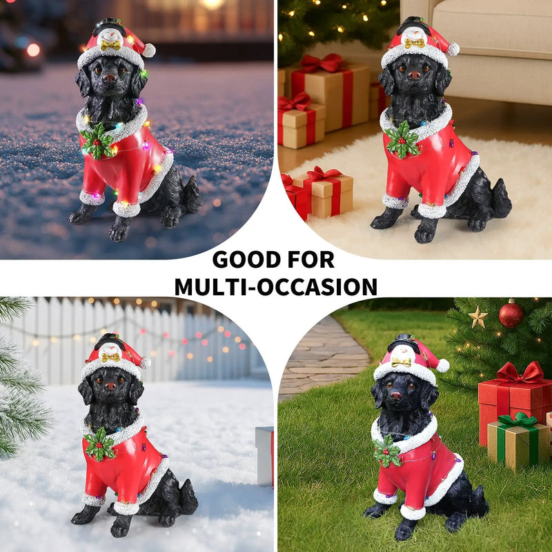 Christmas Dog Statue - Holiday Dog Figurine by HouseOfZazla