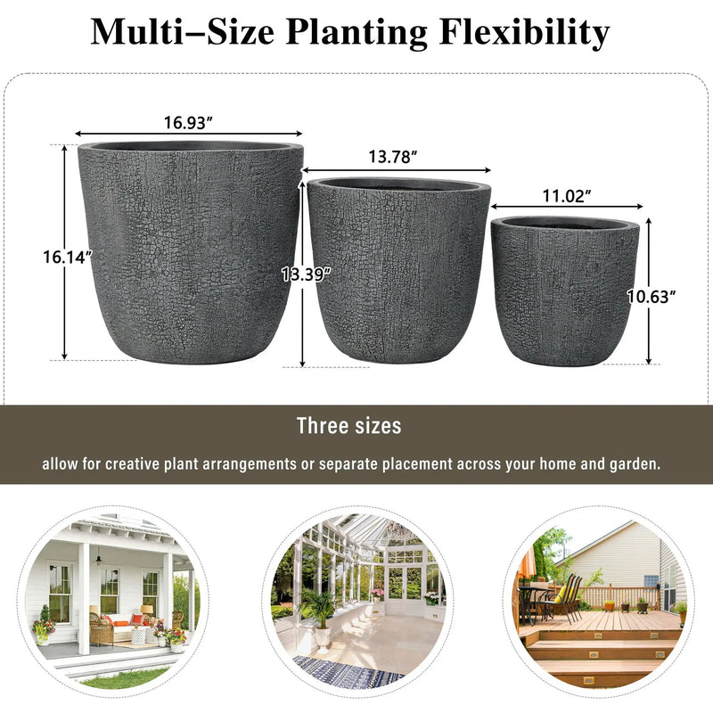 U_STYLE Lightweight MGO Planter Set of 3 by HouseOfZazla