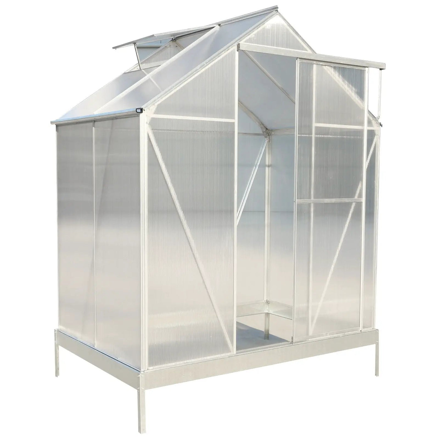 Polycarbonate house, Heavy Duty Outdoor Aluminum Walk-In House Kit With Rain Gutter, Vent And Door For Backyard Garden by HouseOfZazla