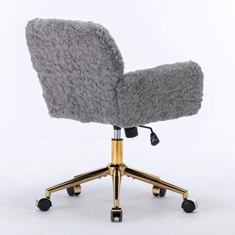 Office Chair, Artificial Rabbit Hair Home Office Chair With Metal Base, Adjustable Desk Chair Swivel Office Chair, Vanity Chair by HouseOfZazla