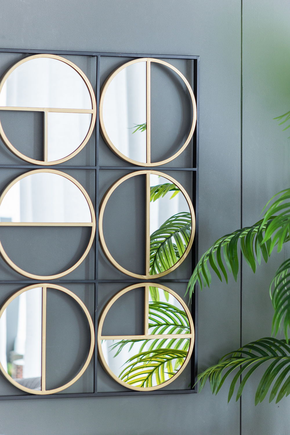 Metal Beaded Accent Mirror with Eclectic Contemporary Design - Gray, photo 16 of 17