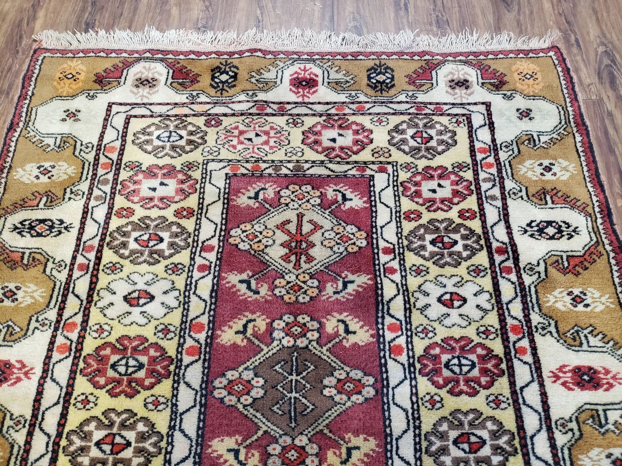 Turkish Caucasian Rug 4x7, Wool Turkish Talish Carpet, Geometric Rug by Jewel Rugs