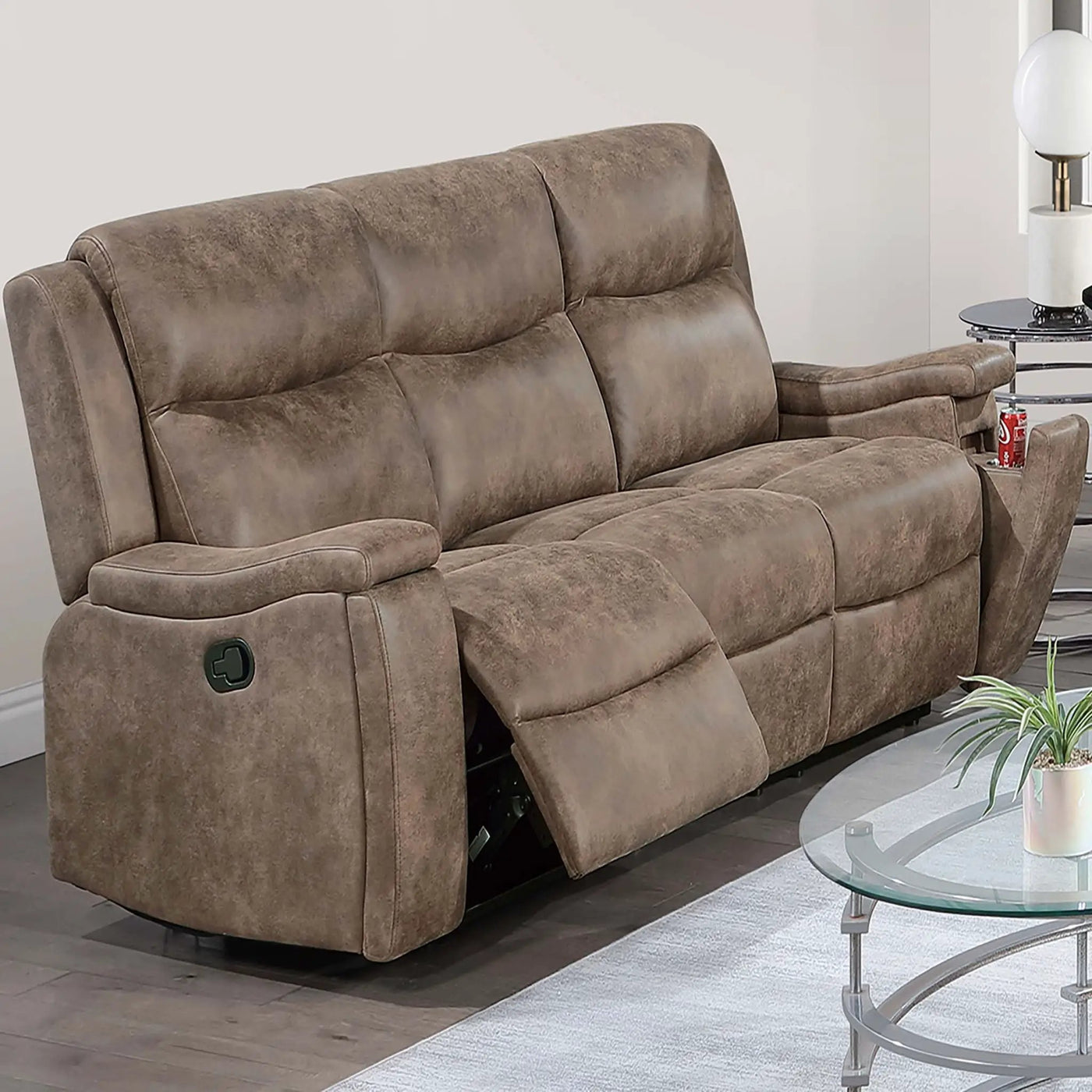 Modern Manual Motion Living Room Set With Hidden Cup Holders by HouseOfZazla