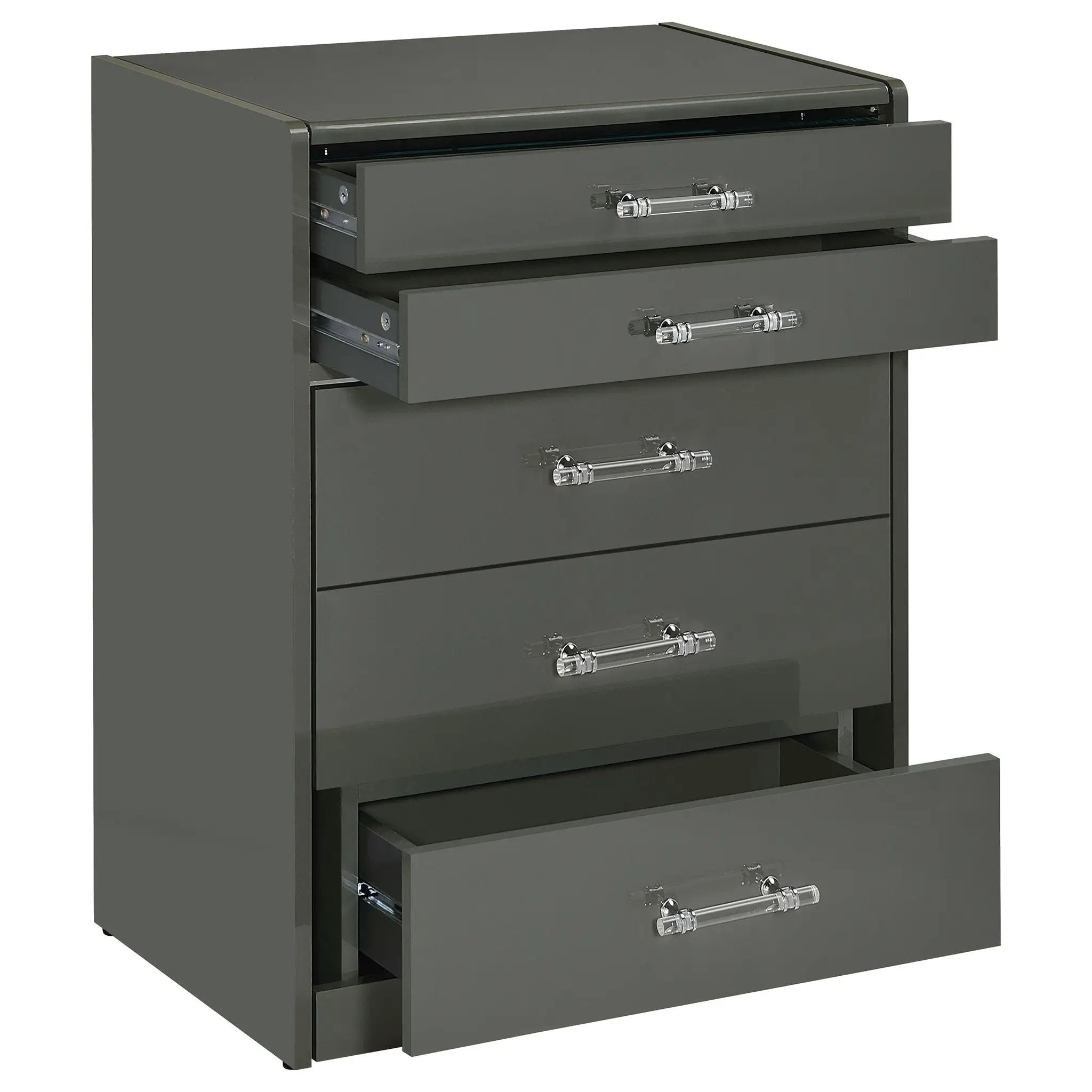 Danbury 3-drawer Makeup Vanity & Stool Set Grey High Gloss by Unique Piece Furniture