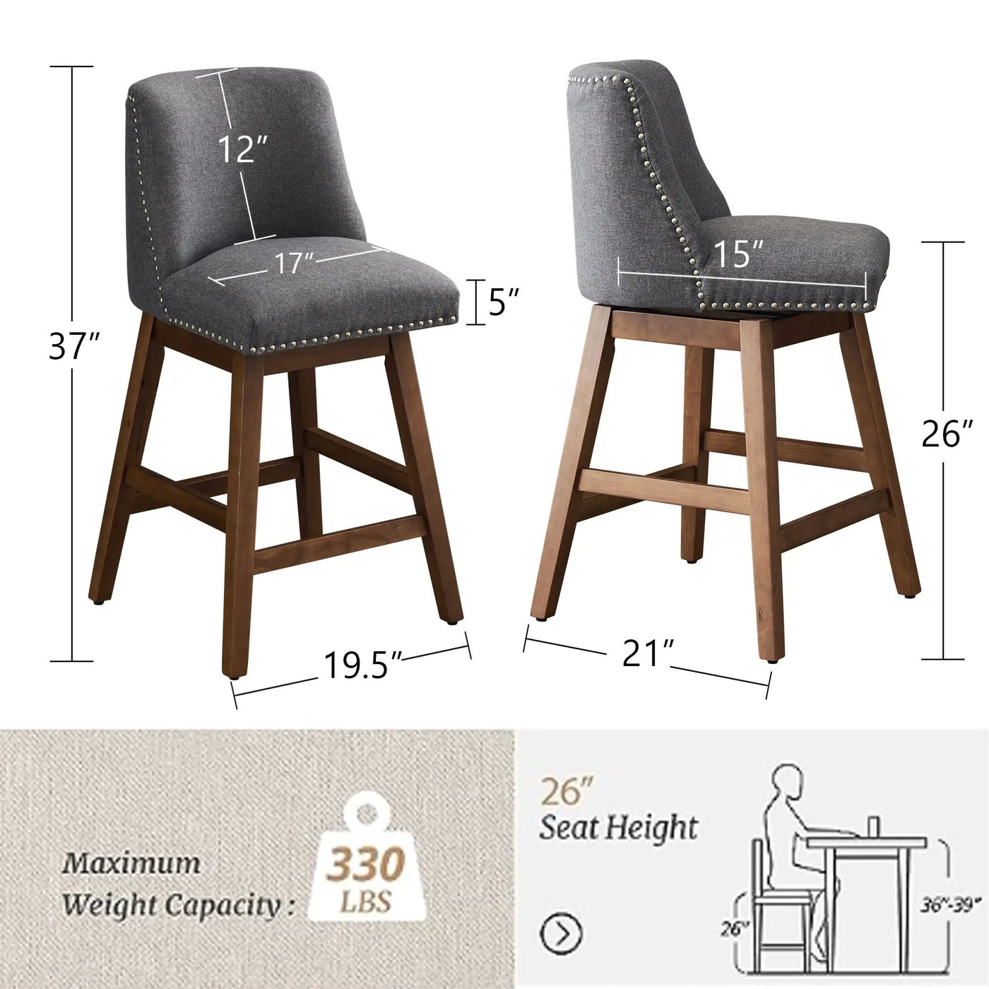 Upholstered Swivel Bar Stool by HouseOfZazla