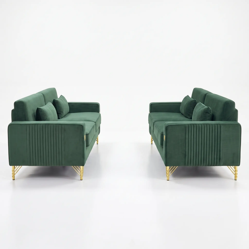 Emerald Green Velvet 2-Piece Sofa Set by HouseOfZazla