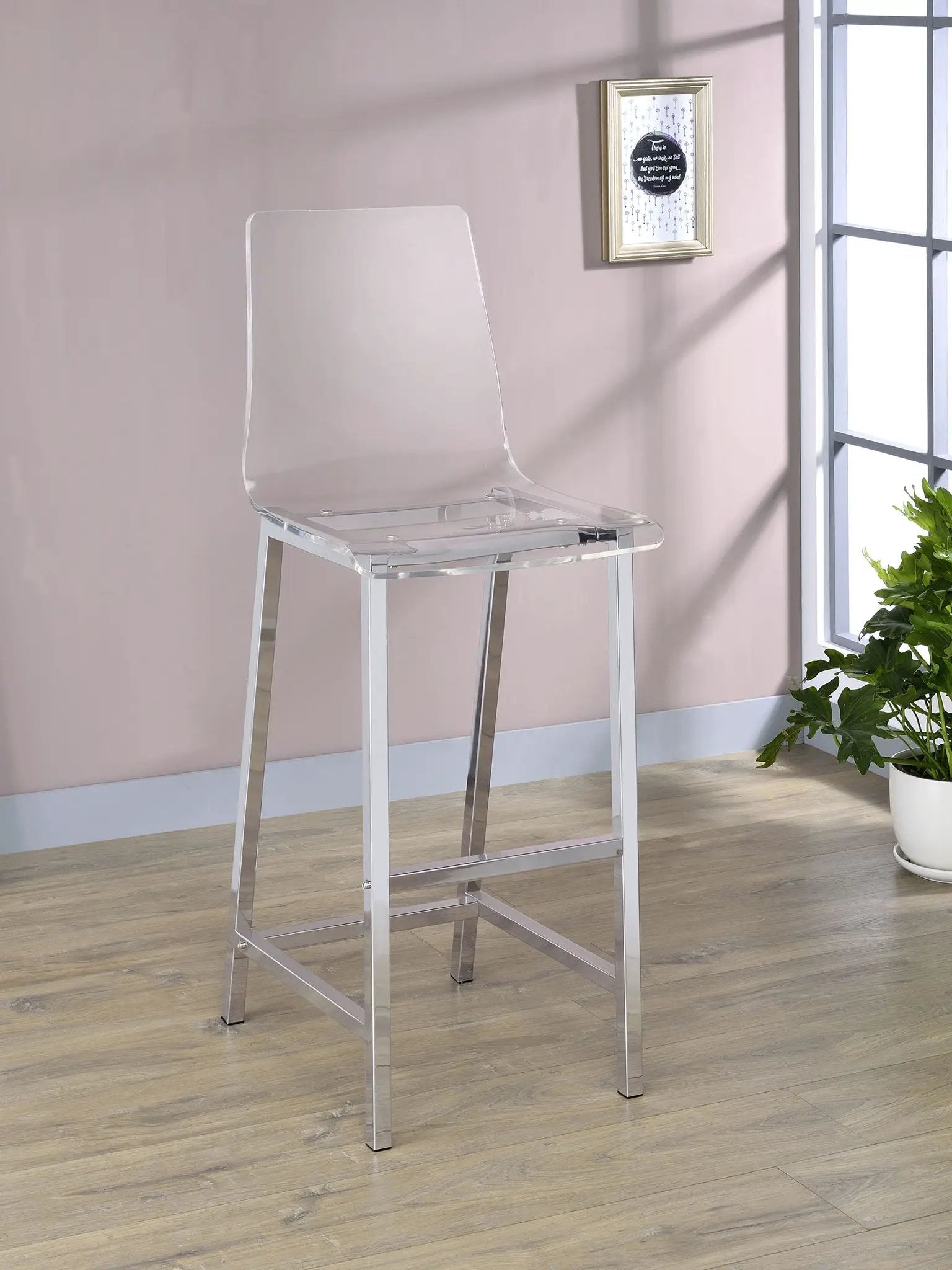 Juelia Clear Acrylic Bar Chair Chrome (Set of 2) by Unique Piece Furniture