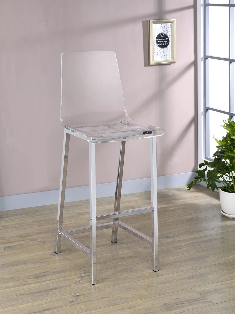 Juelia Clear Acrylic Bar Chair Chrome (Set of 2) by Unique Piece Furniture