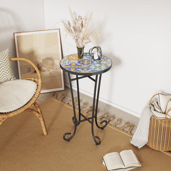 Patio Side Table, Colorful + Black