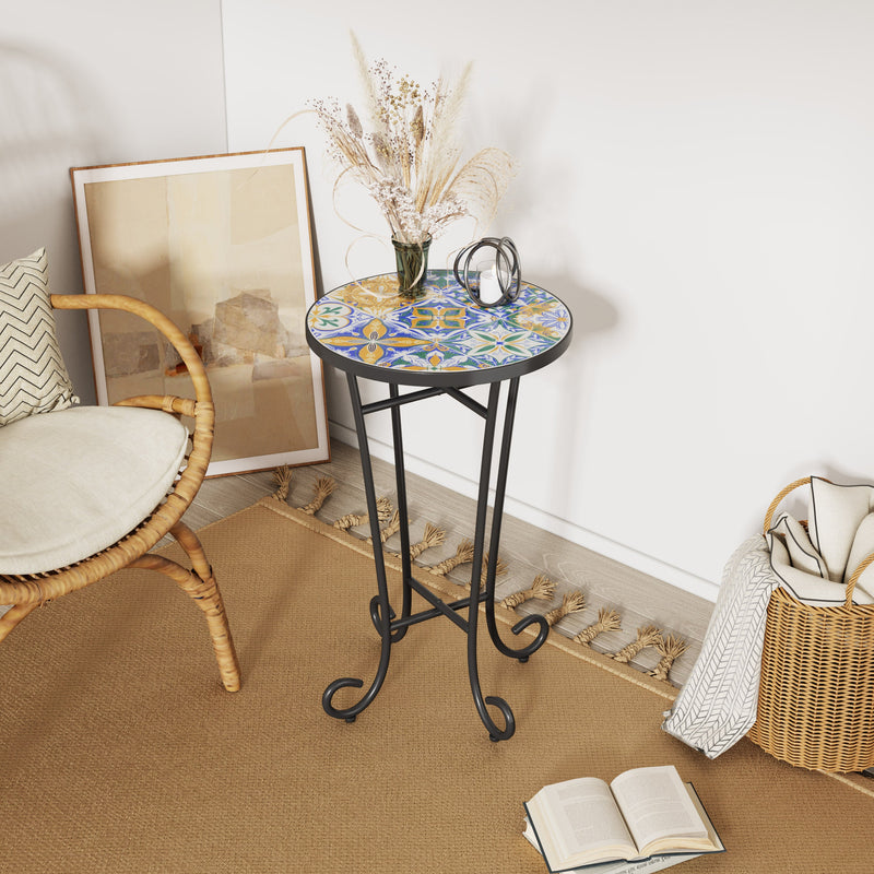 Patio Side Table, Colorful + Black by HouseOfZazla
