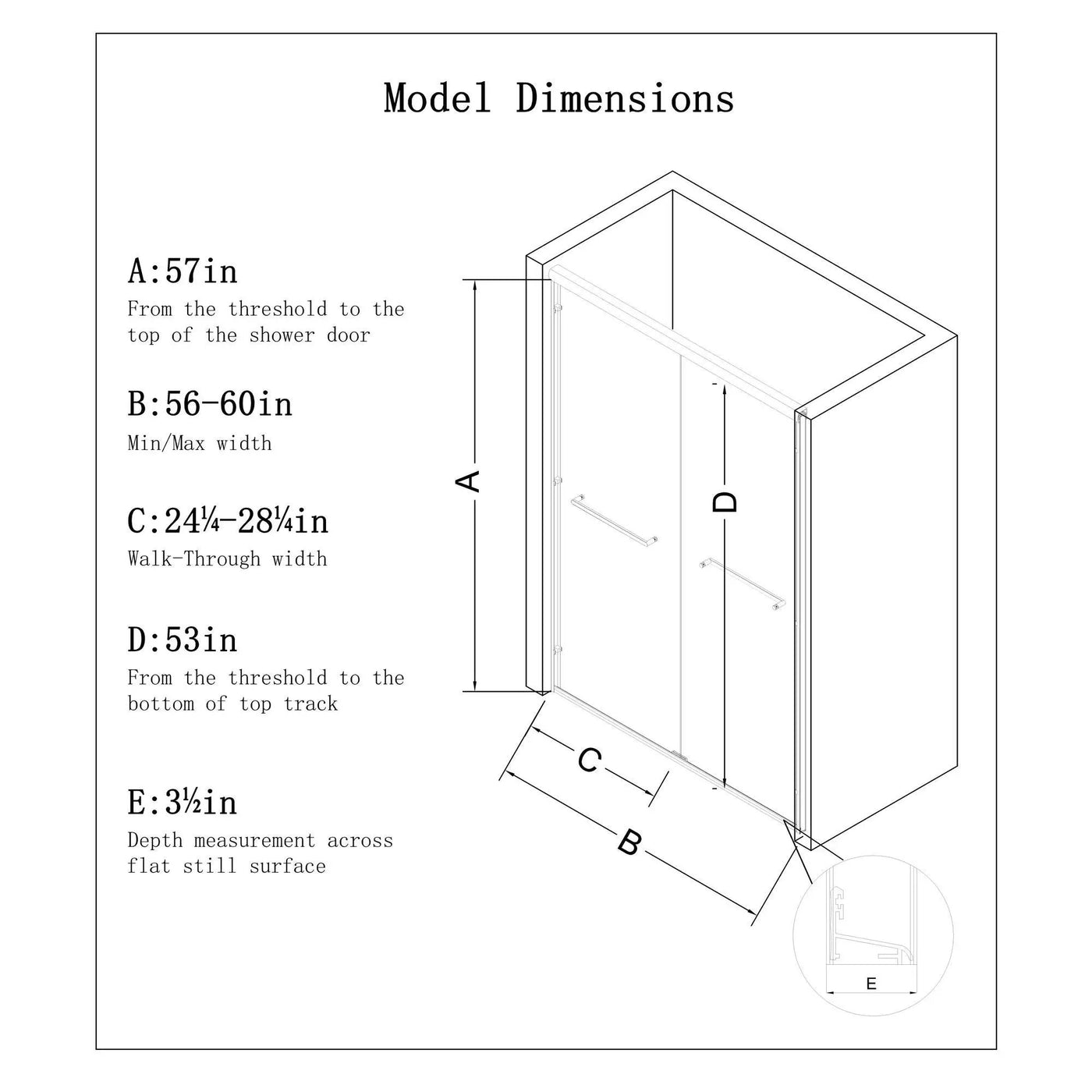 Aluminum Frame Double Double Soft Close Shower Door, Tempered Glass And Dual Stainless Steel Handles by HouseOfZazla