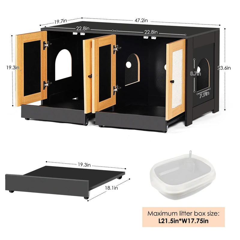 Double Litter Box Enclosure for Cats by HouseOfZazla