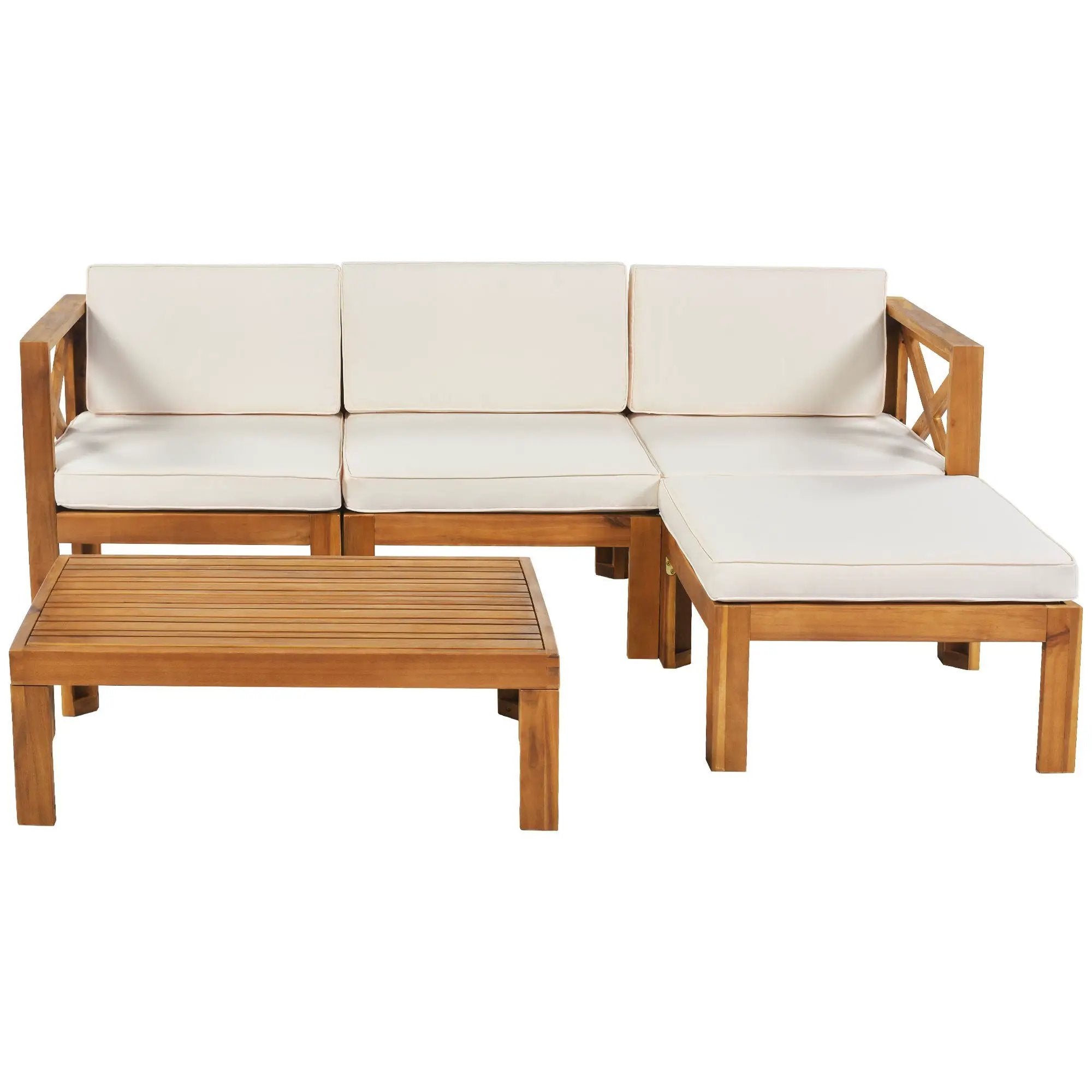 Topmax Outdoor Patio Wood 5-Piece Sectional Sofa Seating Group Set by HouseOfZazla