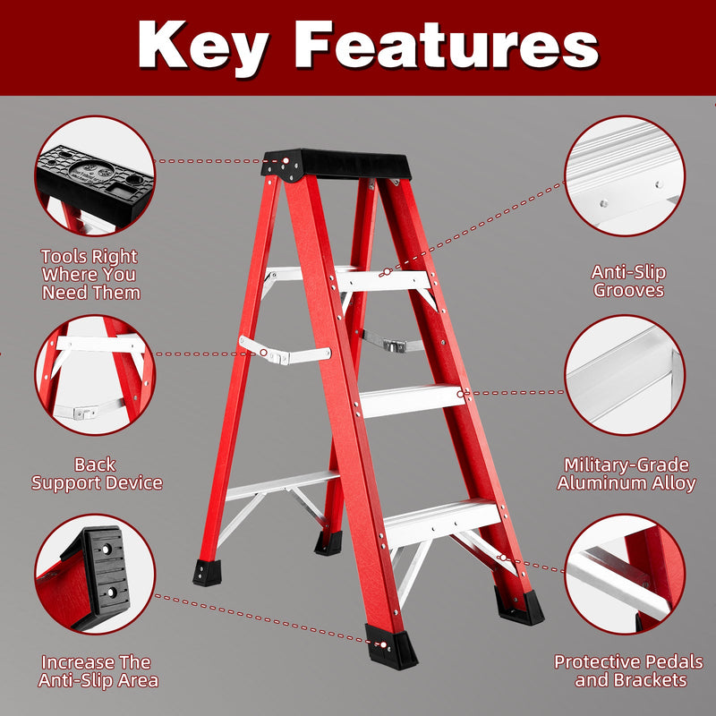 Fiberglass Single-Sided Stepladder for Electrical and Construction Use by HouseOfZazla