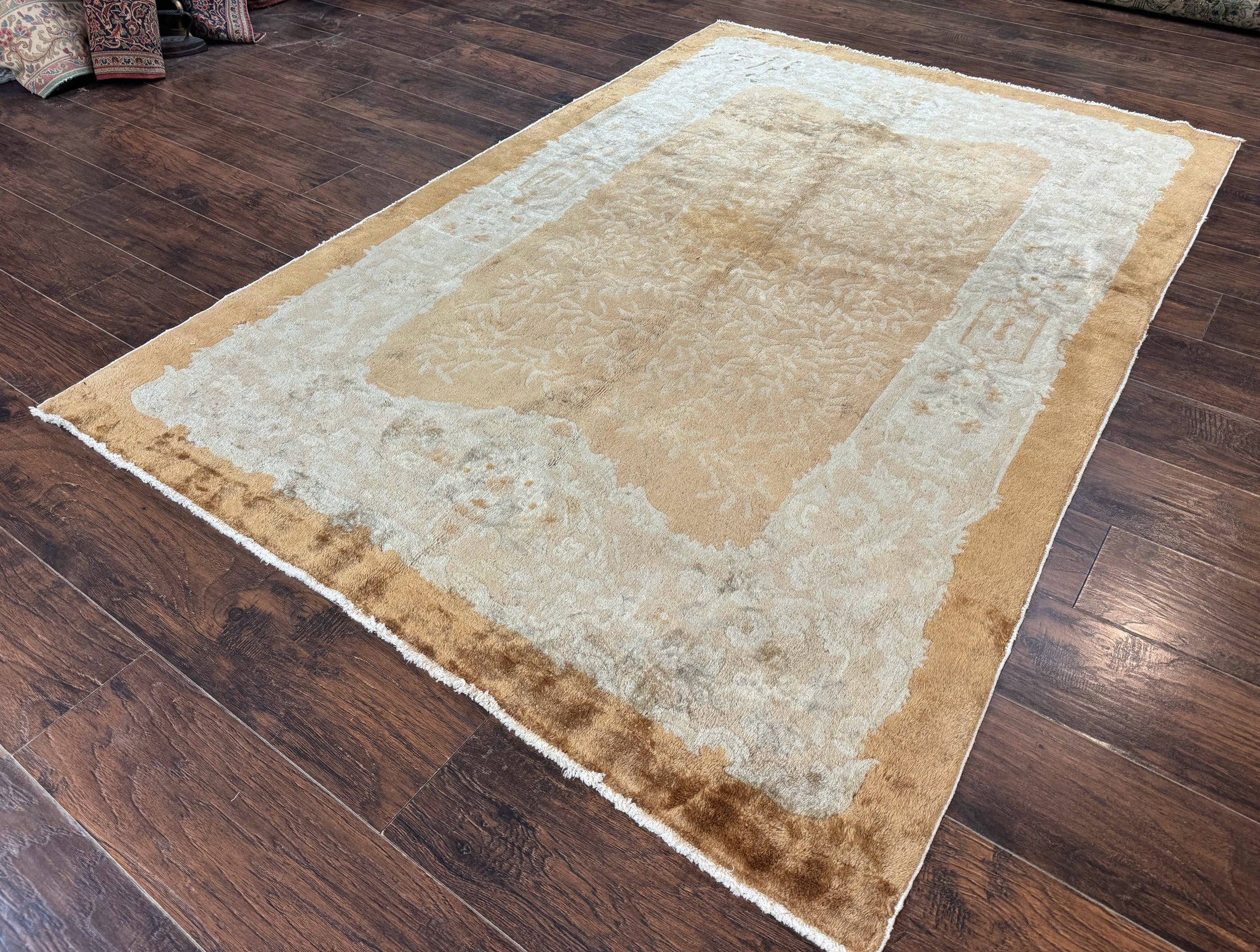 Chinese Peking Rug 5x7, Golden-Tan, Vintage Chinese Wool Carpet by Jewel Rugs
