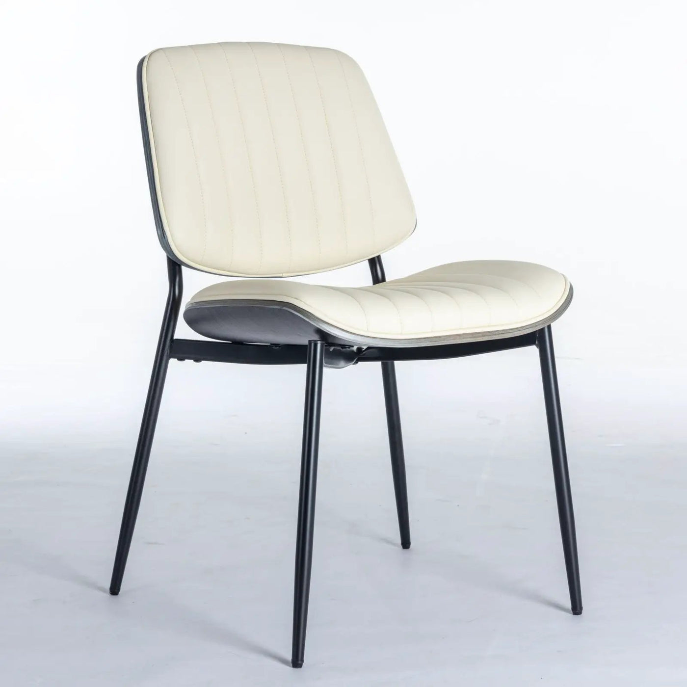 Dining Chairs (Set of 2) Mid-Century Modern Retro Chair With Walnut Bentwood Back Upholstered Seat Metal Legs Adjustable Foot For Kitchen Dining Room Chairs by HouseOfZazla