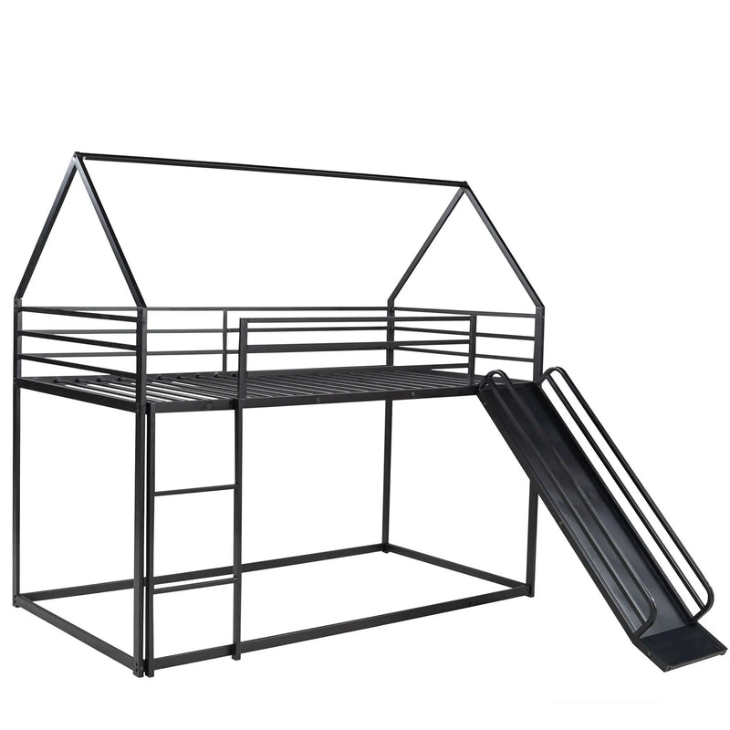 Twin Over Twin House Bunk Bed With Ladder And Slide by Unique Piece Furniture