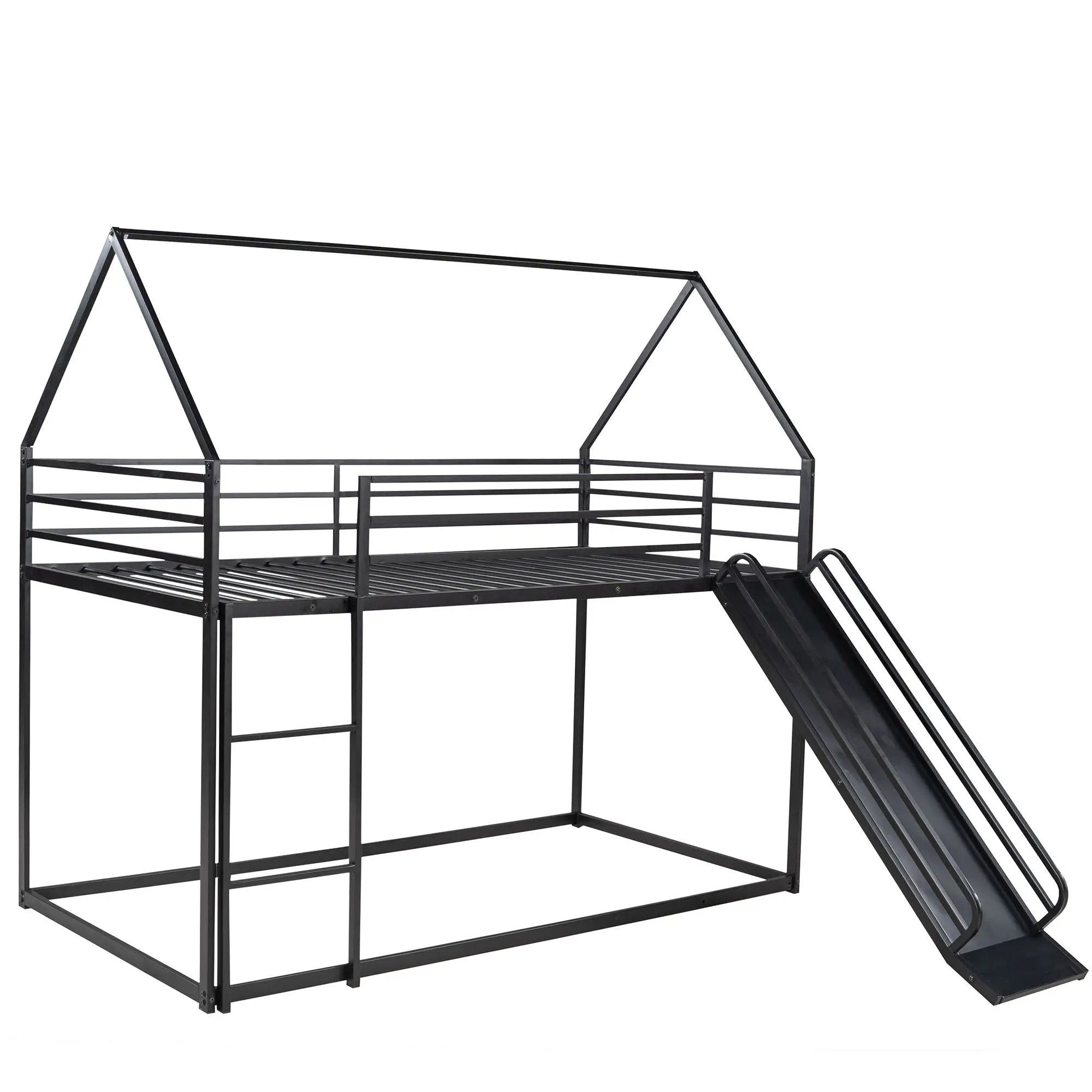 Twin Over Twin House Bunk Bed With Ladder And Slide by Unique Piece Furniture