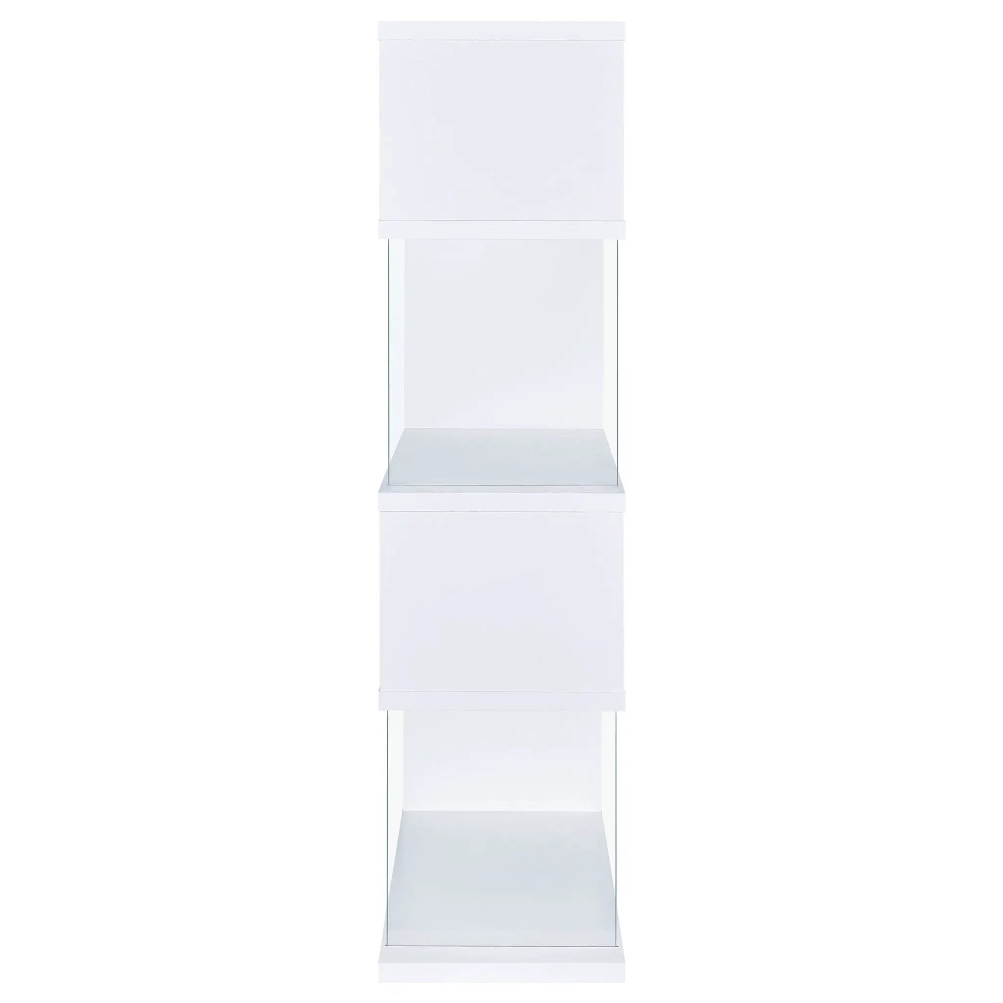 Emelle 63-inch 4-shelf Glass Panel Bookshelf White by Unique Piece Furniture