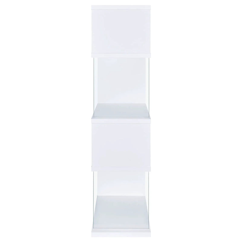 Emelle 63-inch 4-shelf Glass Panel Bookshelf White by Unique Piece Furniture