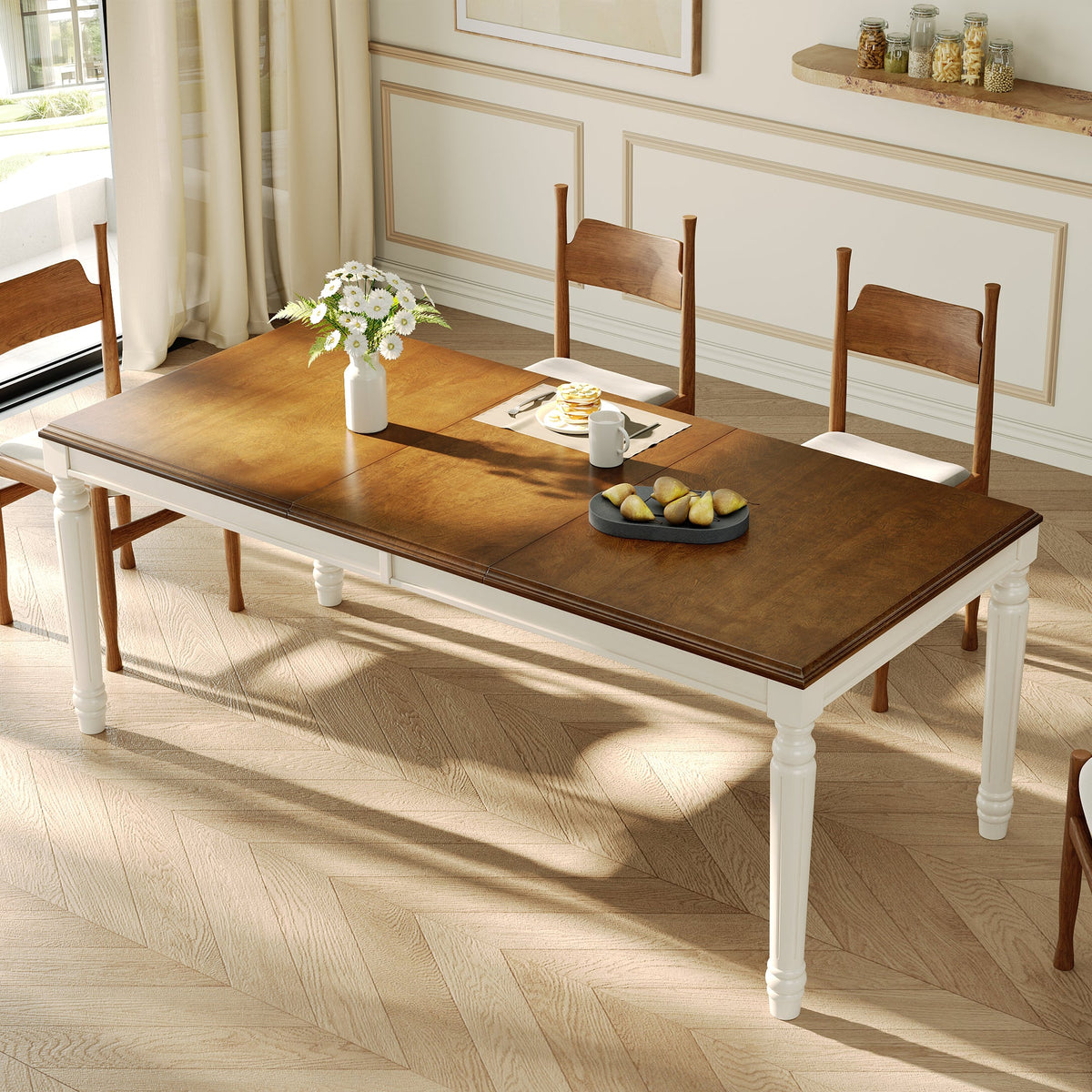 Traditional Rectangular Dining Table with Solid Wood Base - Natural Finish, photo 6 of 10