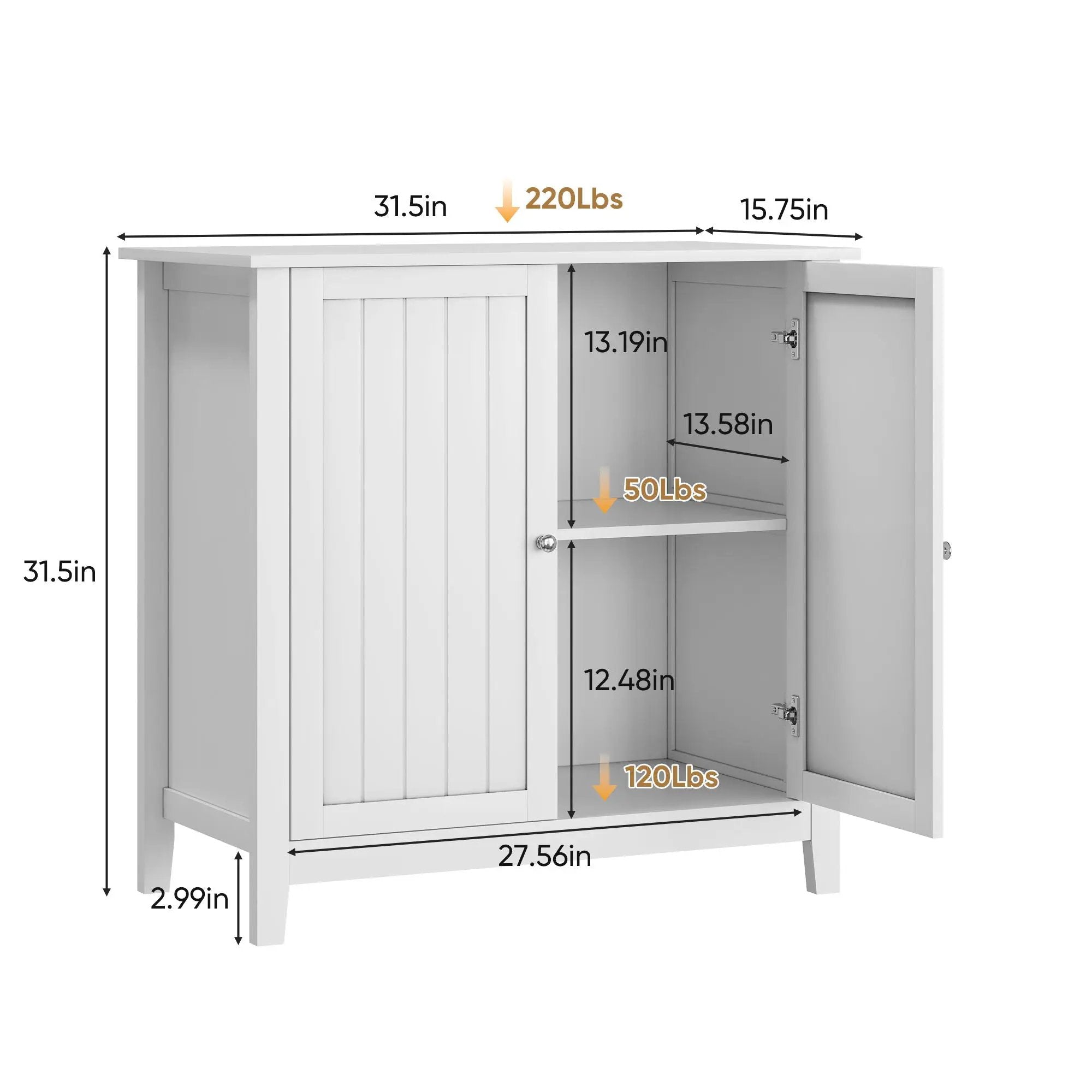 Double Door Storage Cabinet With Knobs - White by Unique Piece Furniture