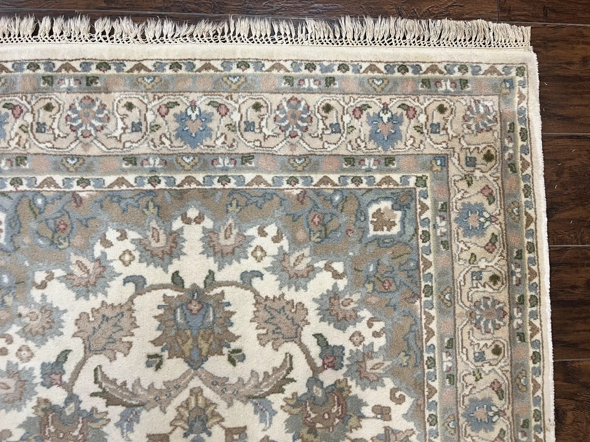 Indo Persian Rug 4x6, Floral Medallion, Beige, Handmade Wool Vintage Carpet 4 x 6 ft by Jewel Rugs