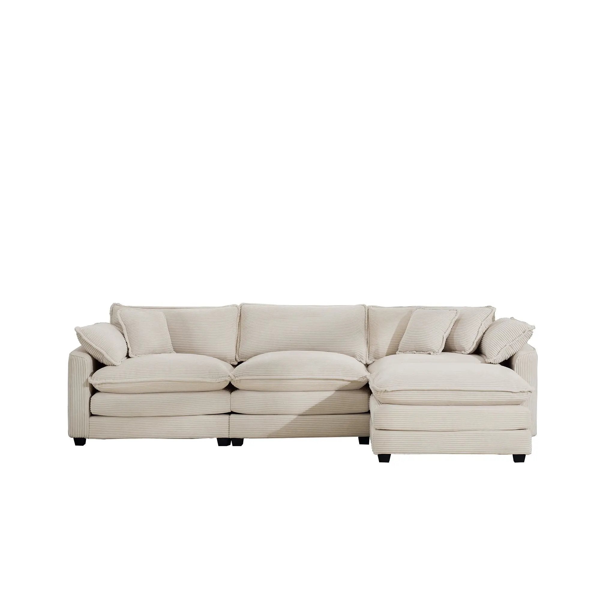 Modern Oversized Modular Cushion Sofa With Ottoman, Low Back, Deep Seating Sofa Set by Unique Piece Furniture