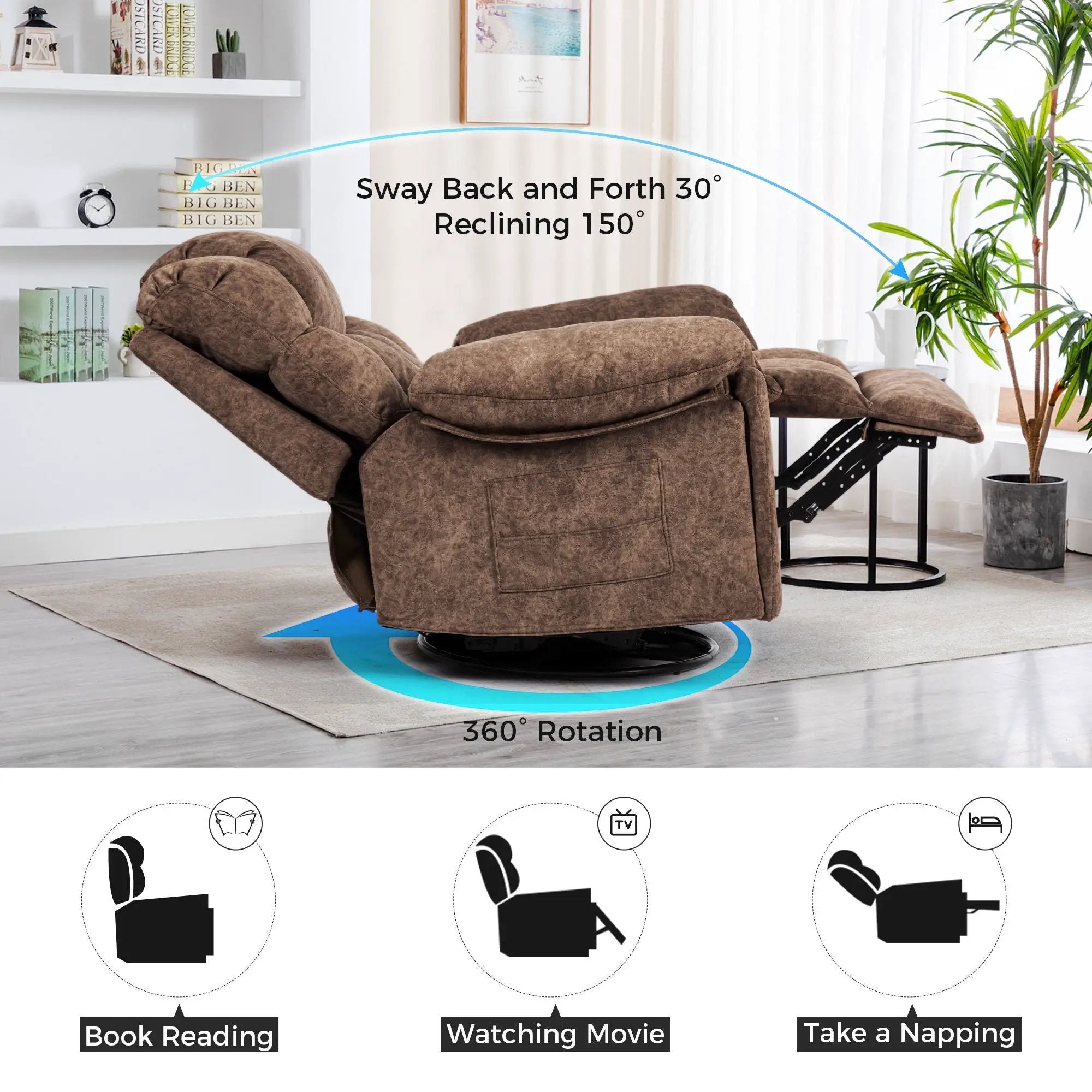 Swivel And Rocking Recliner Chair With Massage And Heating by HouseOfZazla