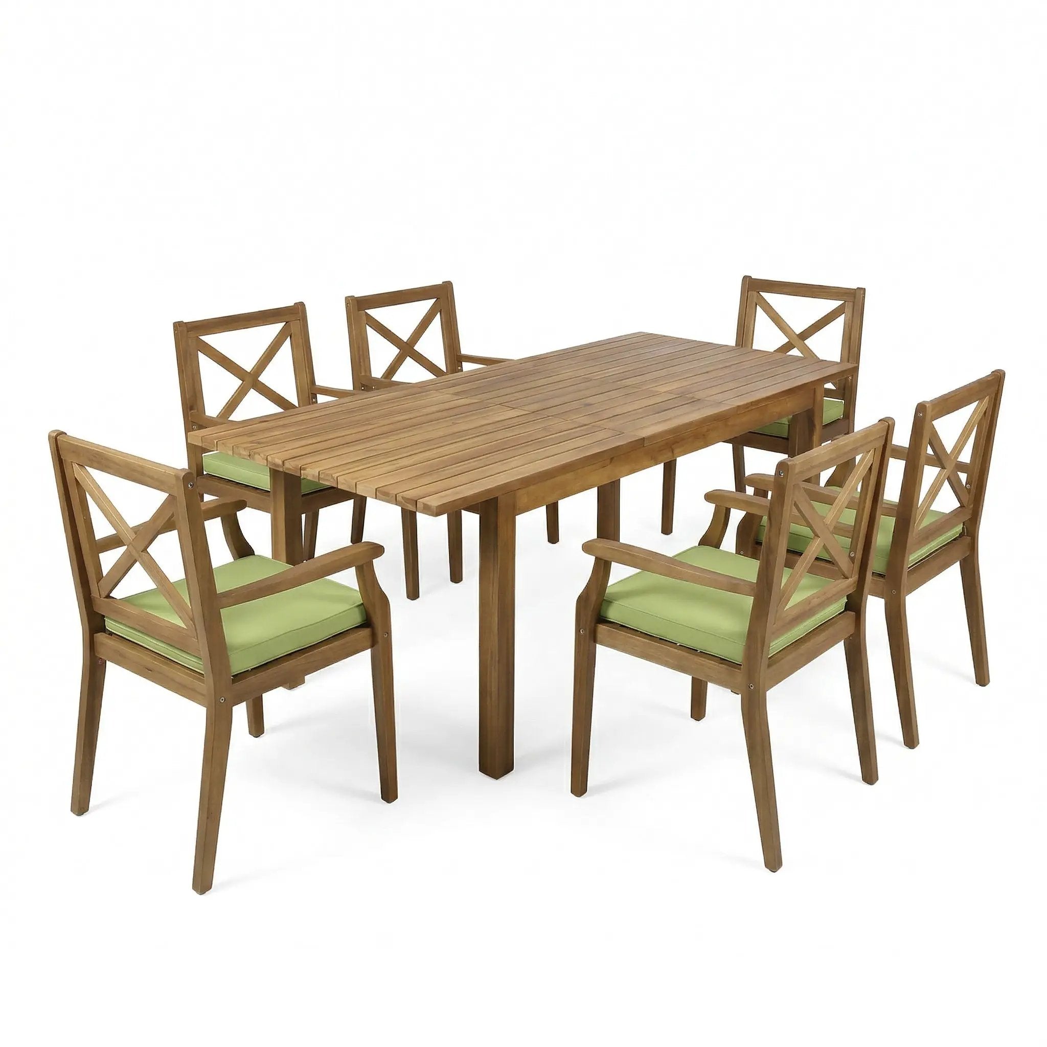 7 Pieces Acacia Wood Outdoor Dining Set by HouseOfZazla