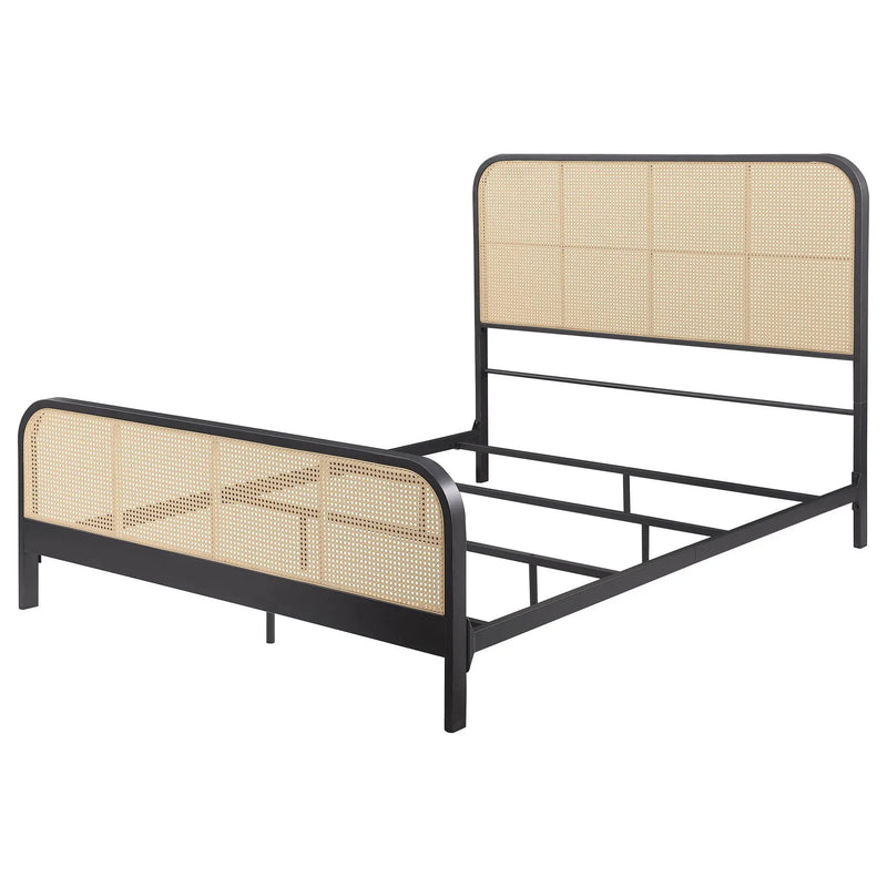 Lanewood Open Cane Webbing Metal Queen Bed Black by Unique Piece Furniture