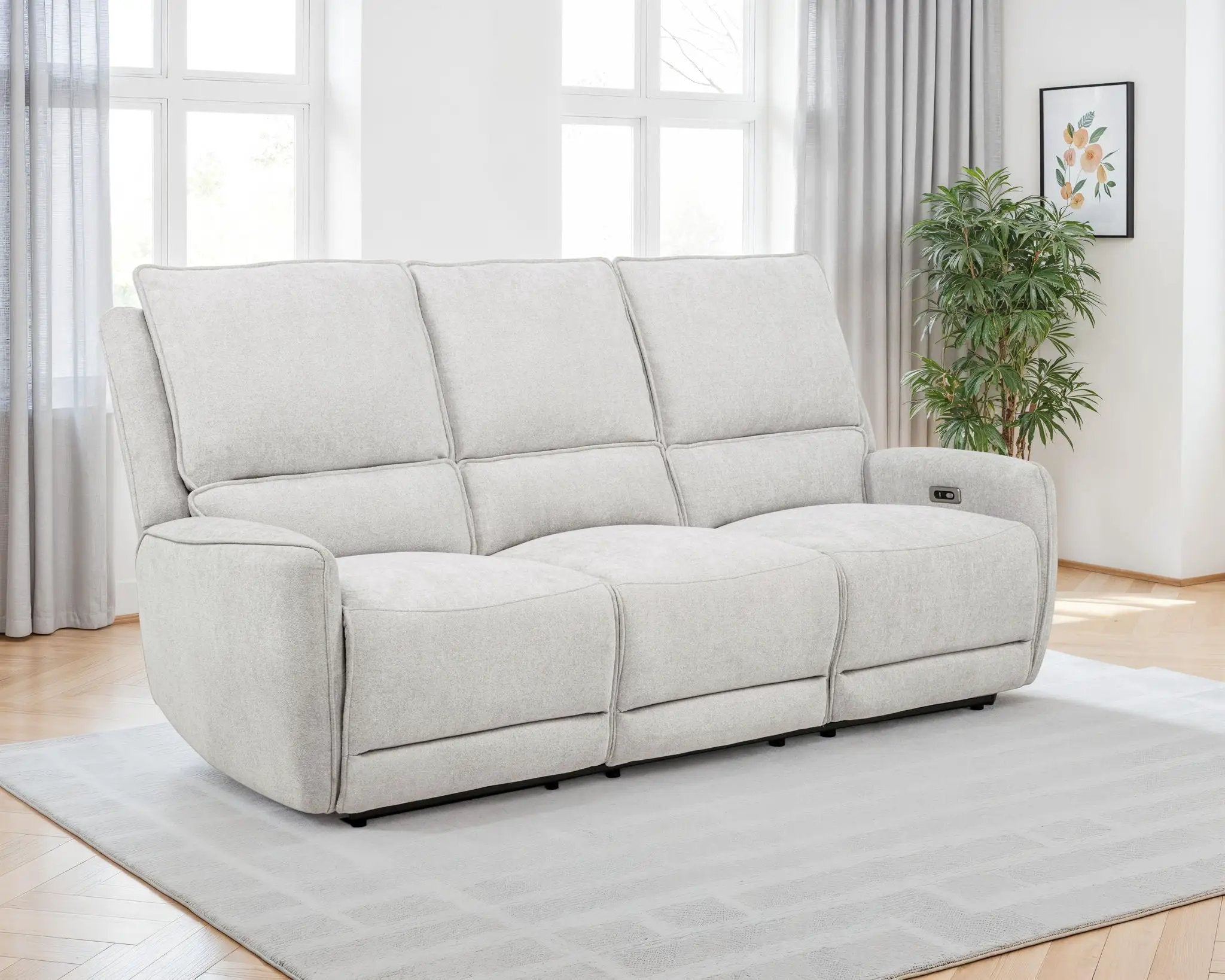 Sylmar Chenille Upholstered Power Reclining Sofa Dove Grey by Unique Piece Furniture