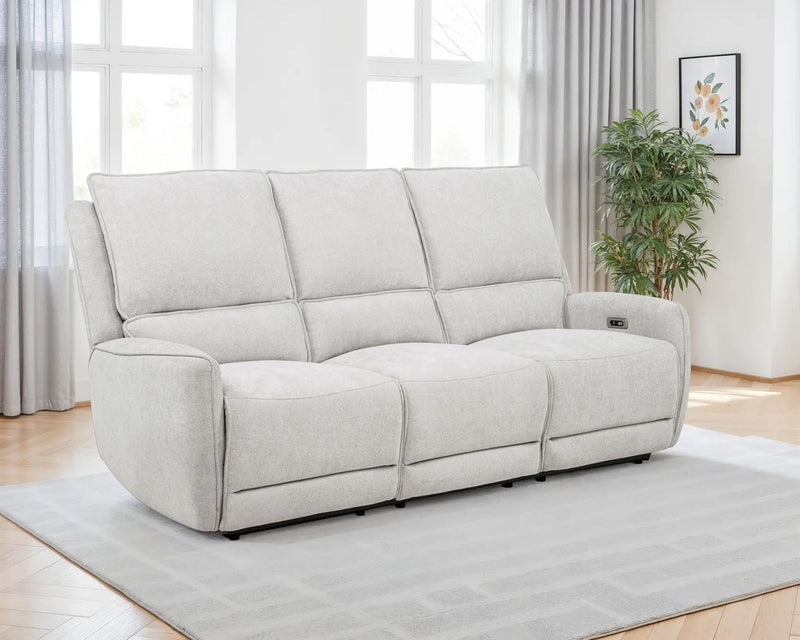 Sylmar Chenille Upholstered Power Reclining Sofa Dove Grey by Unique Piece Furniture