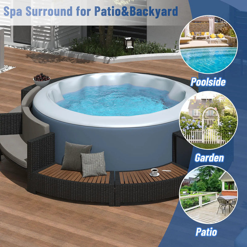 Spa Surround Spa Frame Patio Rattan Sofa Set With Storage Spaces, Mini Sofa And Comfortable Cushion For Patio, Backyard by HouseOfZazla