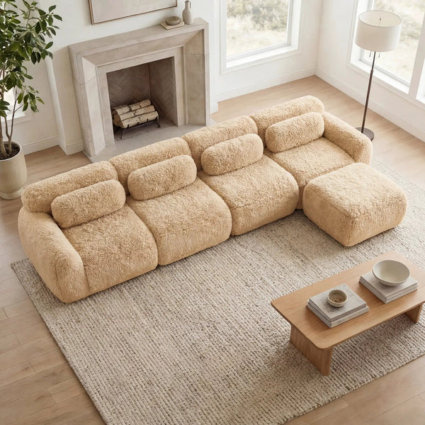 L-Shaped Soft And Fluffy Modular Sectional Sofa, photo 2 of 10