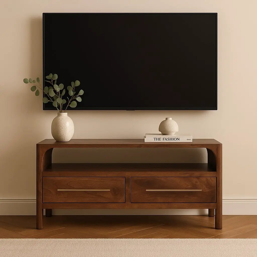 Solid Wood Arched Edge 2 Drawer Media Unit by HouseOfZazla