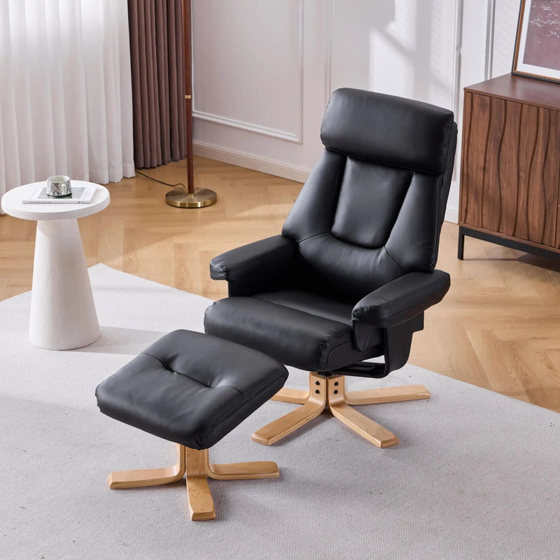 Upholstered Heated Massage 360° Swivel Accent Chair With Ottoman by HouseOfZazla