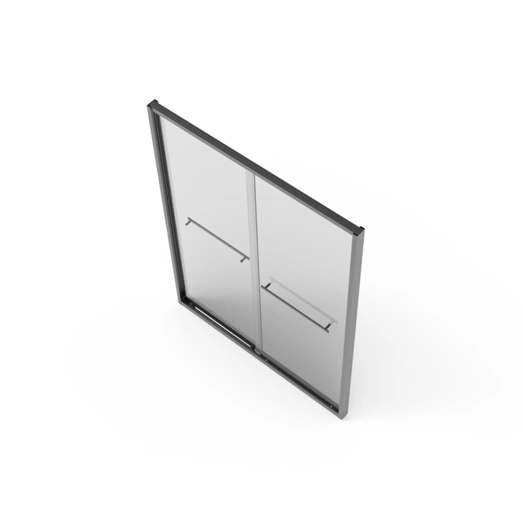 Frame Double Sliding Shower Door, Bypass Bathroom Sliding Door With Premium Clear Tempered Glass, Hardware Sliding Glass Shower Enclosure - Matte Black by HouseOfZazla