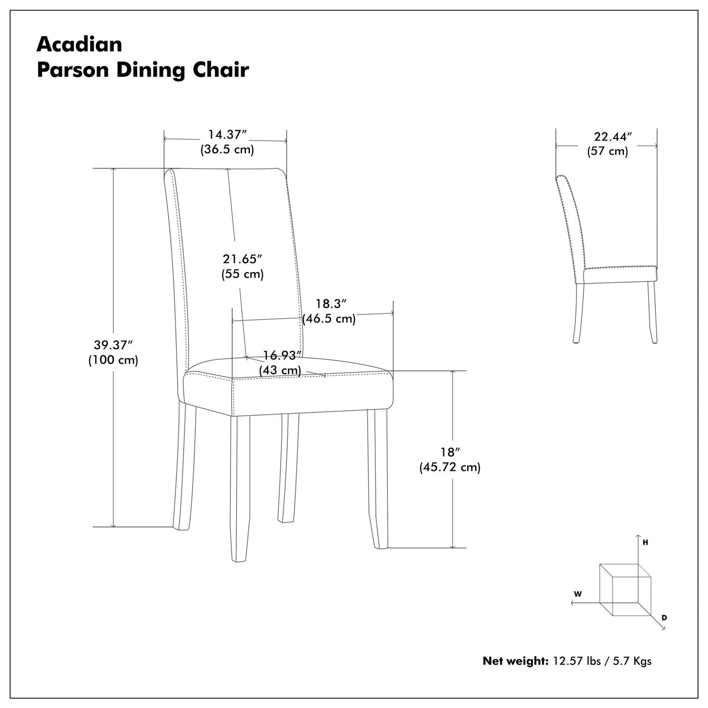 Acadian - Upholstered Parson Dining Chair (Set of 2) by HouseOfZazla
