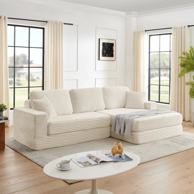 Modern Minimalist L Shape Modular Sectional Sofa, Couch by Unique Piece Furniture