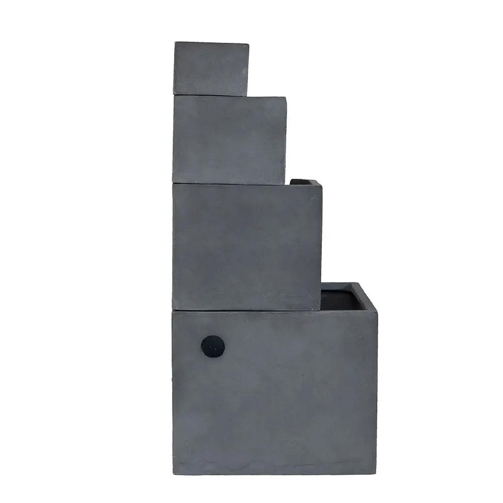 Cement 4 Tier Block Water Fountain Outdoor - Gray by HouseOfZazla