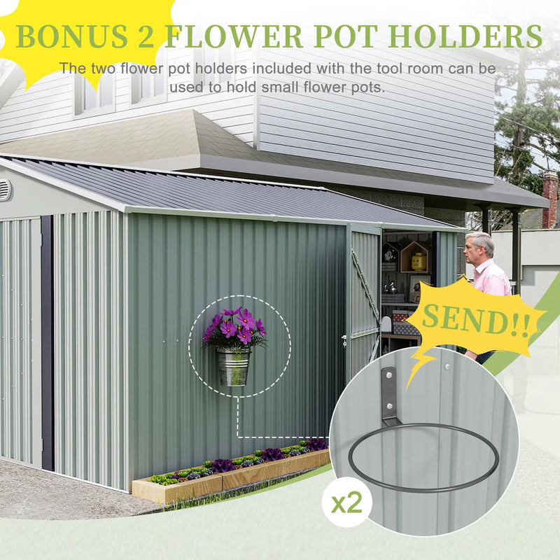10x12 FT Outdoor Metal Storage Shed by HouseOfZazla