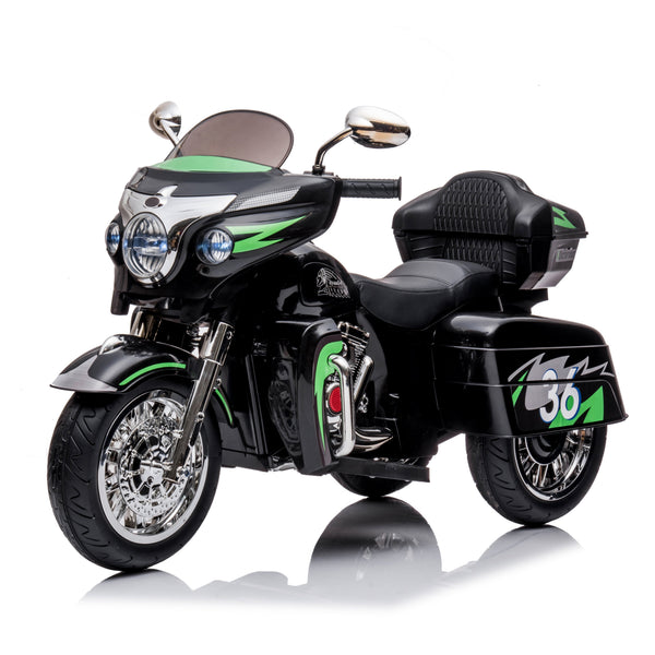 12V Kids Ride-On Motorcycle with LED Lights & Music - White or Black, photo 2 of 10