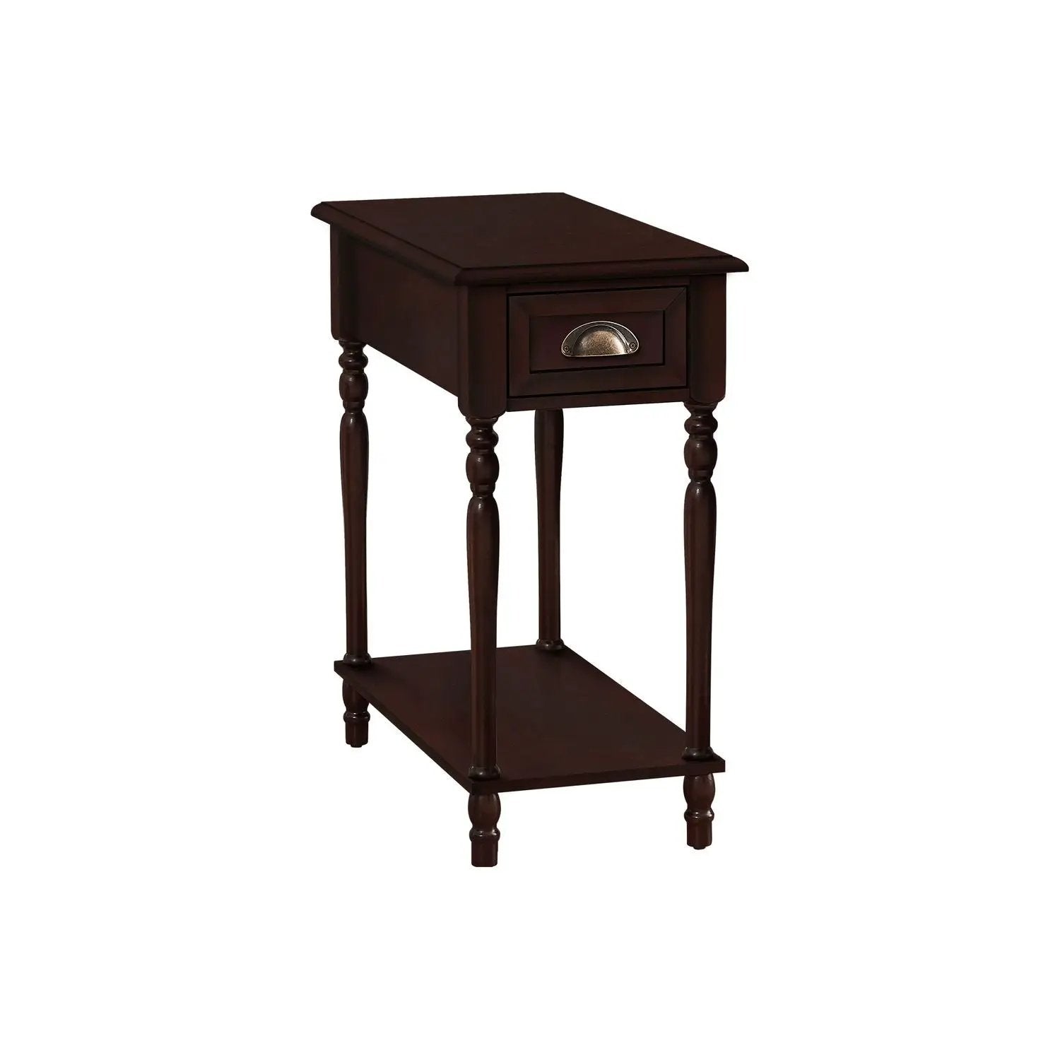 Accent Side Table, 2 Tier, Storage Drawer, Stylish Traditional Design by Unique Piece Furniture