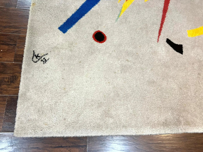 Danish Rya Shag Rug 6x9, EGE Axminster Carpet, Ivory, Modern Abstract Rug, Signed by Designer by Jewel Rugs