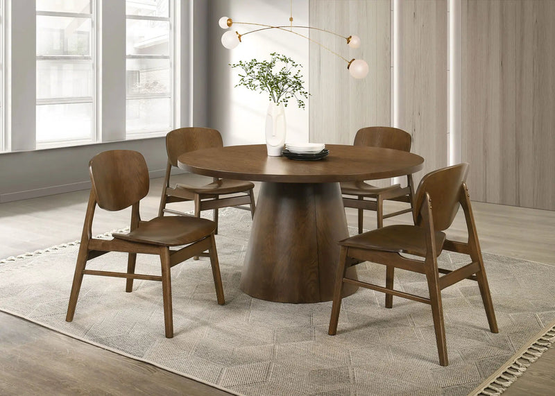 Franklin 54-inch Round Wood Pedestal Base Dining Table Dark Brown by Unique Piece Furniture