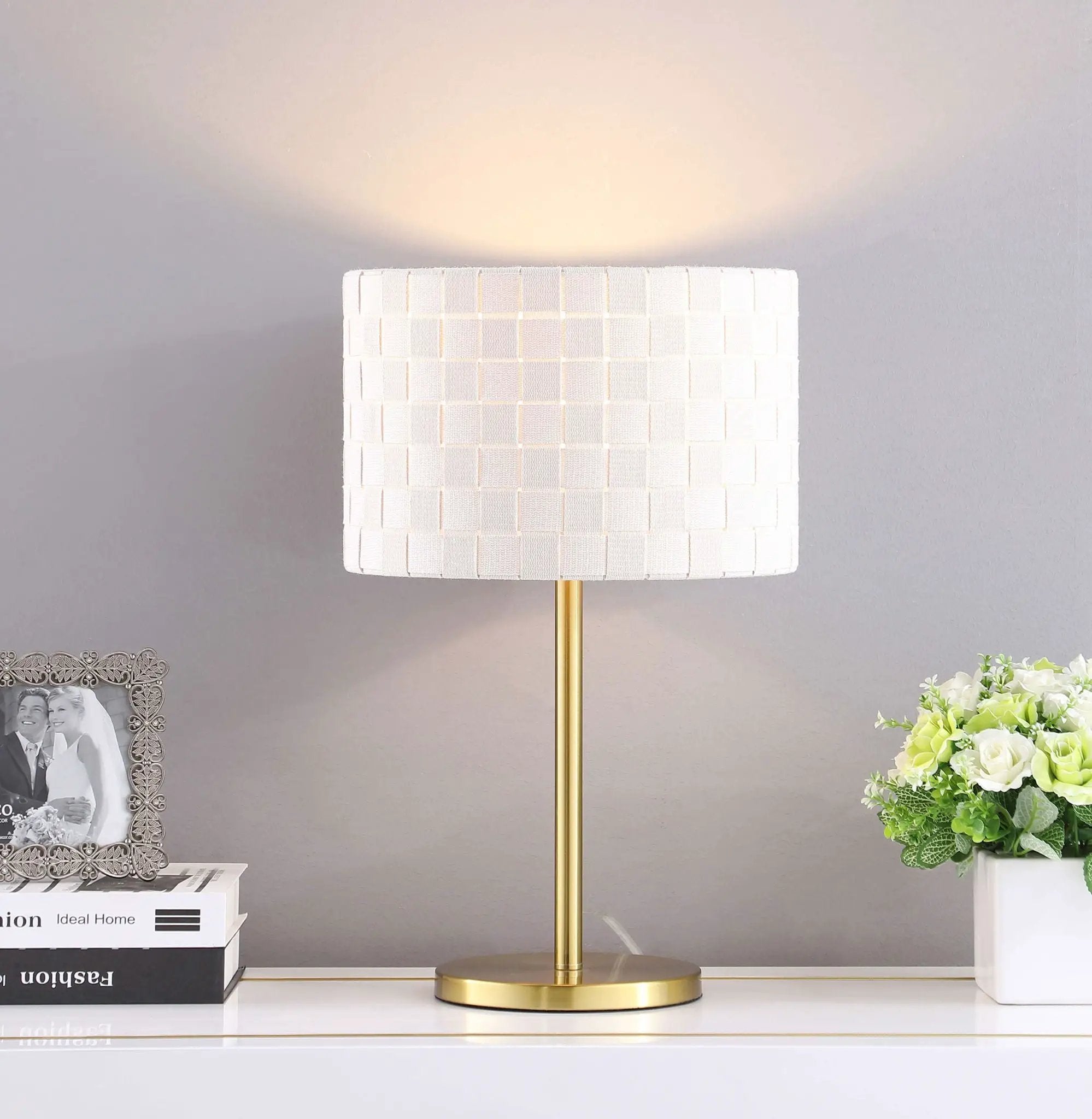 Ramiro 66-inch Drum Shade Metal Bedside Table Lamp Gold by Unique Piece Furniture