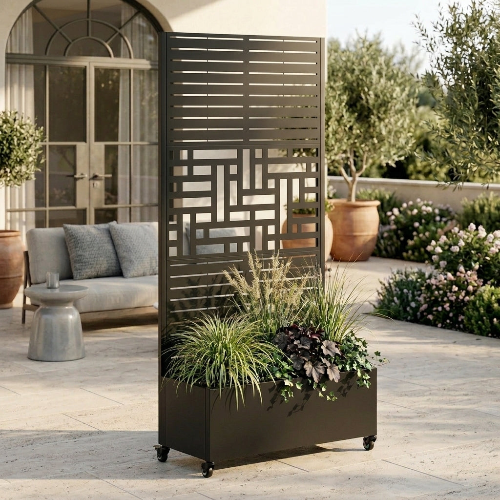 Metal Planter Box with Trellis, 73"x35"x16" Raised Garden Bed by HouseOfZazla